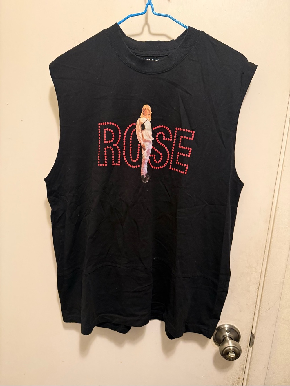 Martine rose Black Sleeveless Graphic top with ROSE Print